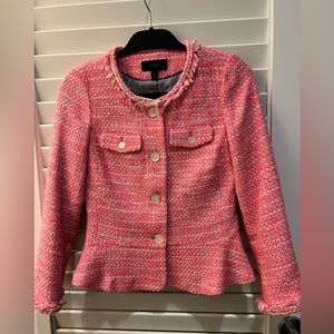 JCrew pink tweed cropped jacket